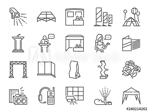 500x375 Special Event Line Icon Set Included The Icons As Expo, Festival