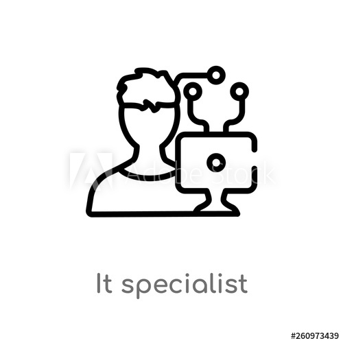 500x500 Outline It Specialist Vector Icon Isolated Black Simple Line