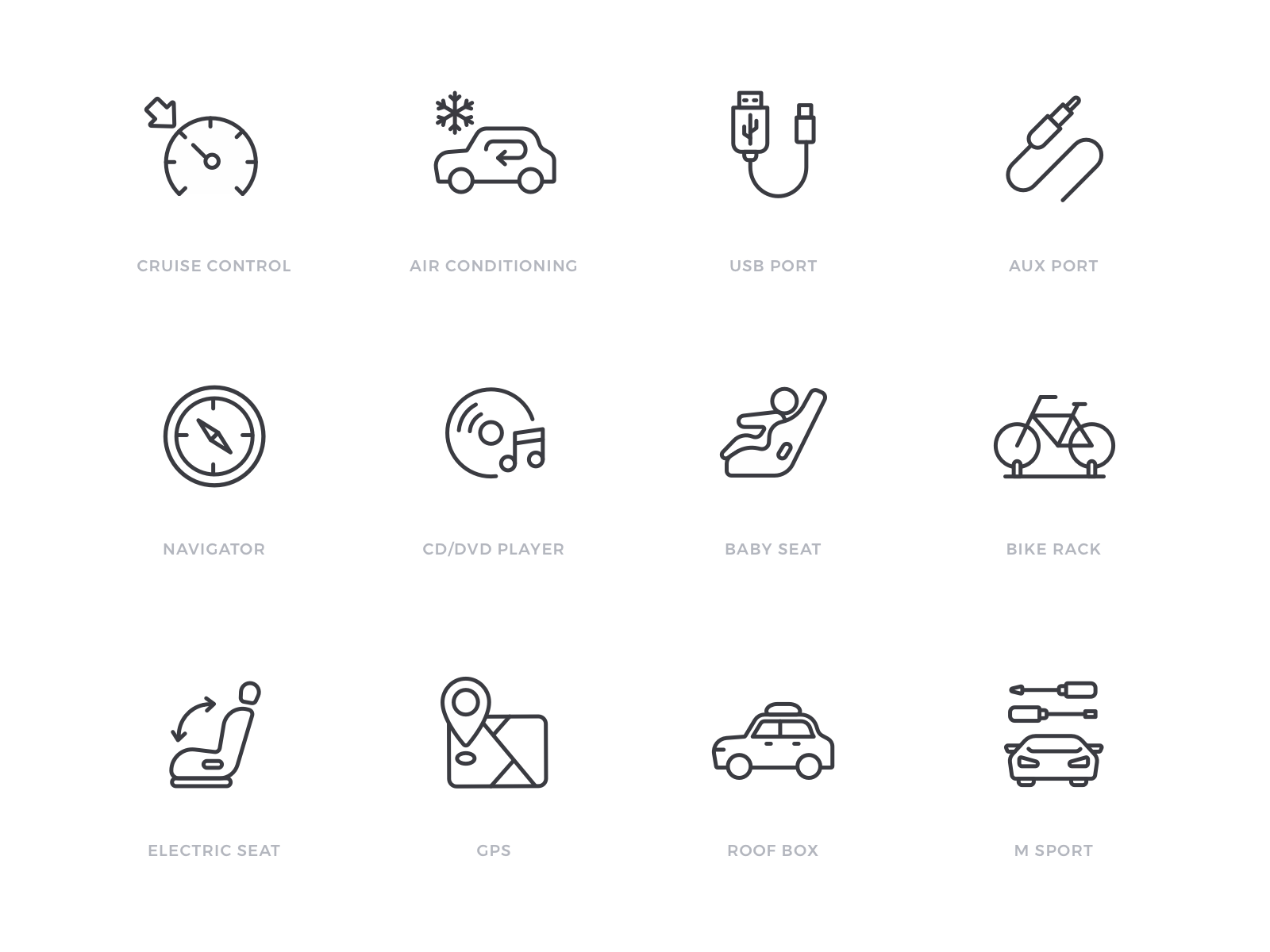 1600x1200 Car Specification Icon Set