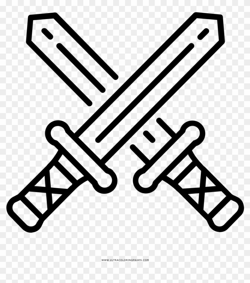 840x951 Crossed Swords Coloring Page