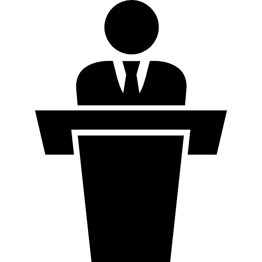 512x512 Businessman Behind Podium Giving A Speech Icons Free Download