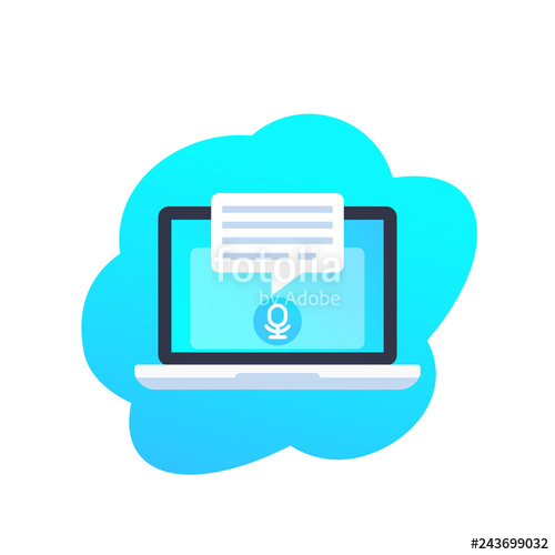 500x500 Speech Recognition In Laptop Computer Vector Icon Stock Image