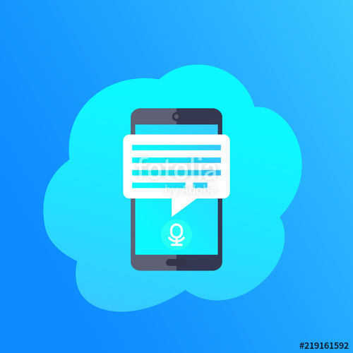 500x500 Speech Recognition In Mobile App, Smartphone Vector Icon Stock
