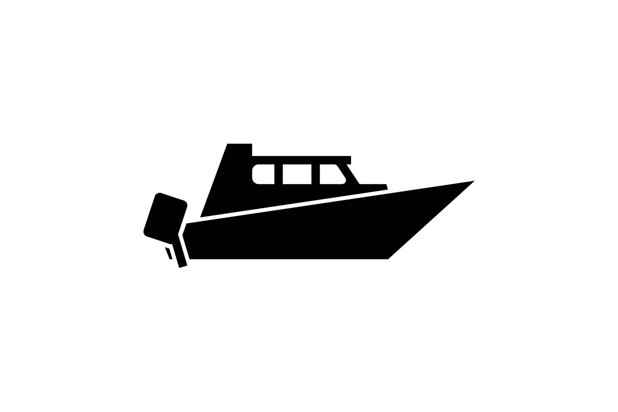 1209x805 Speedboat Monochrome Icon Graphic