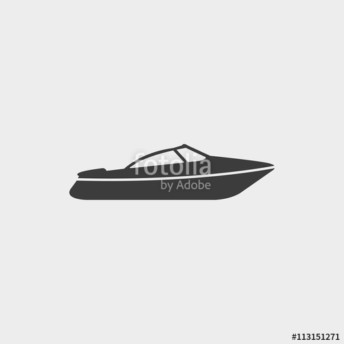 500x500 Motor Speed Boat Icon In A Flat Design In Black Color Vector