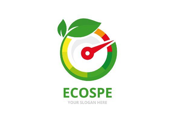 580x386 Vector Speedometer And Leaf Logo Combination Tachometer And Plant