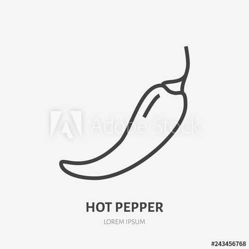 500x500 Hot Chili Pepper Flat Line Icon Vector Thin Sign Of Spicy Food
