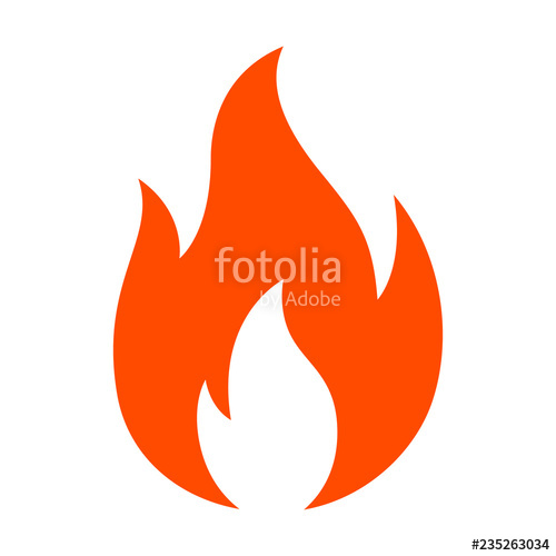 500x500 Red Hot Fire Flame Heat Or Spicy Food Symbol Flat Vector Icon