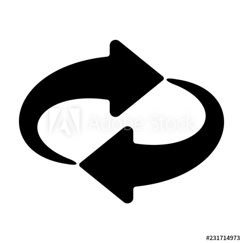 500x500 Reset Button, Reload Arrows Vector Symbol Flat Spin Illustration
