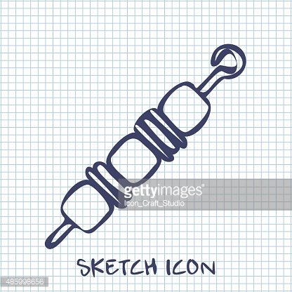416x416 Meat On The Spit Sketch Food Symbol Premium Clipart
