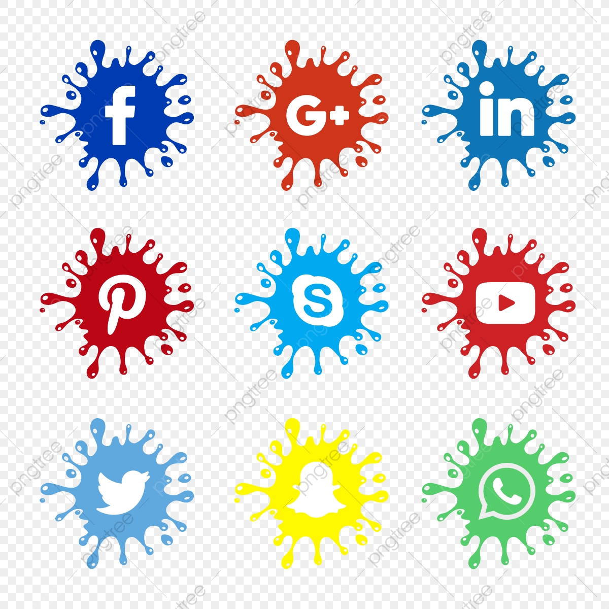 1200x1200 Color Splash Social Media Icon Set, Social, Media, Icons Png