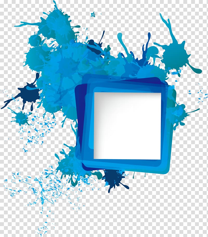 800x912 Icon, Ink Splashes Border, Blue And Teal Paint Splat Transparent