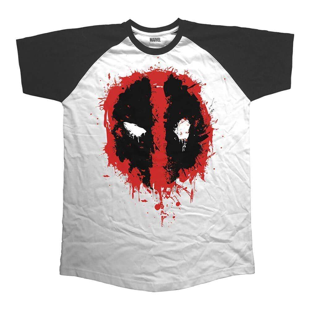 1002x1002 Men's Deadpool Splat Icon Raglan T Shirt Retro Styler