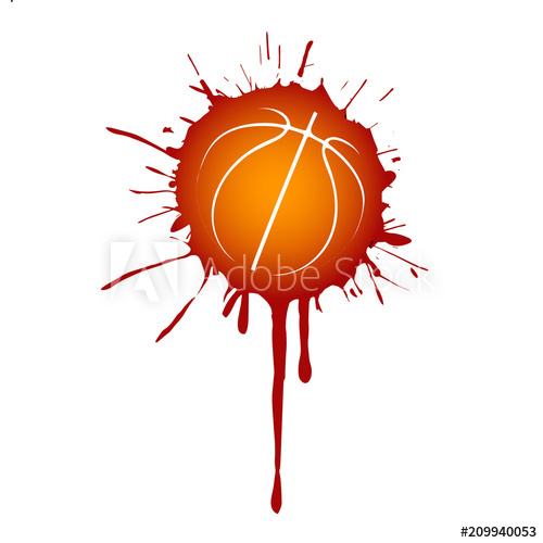 500x500 Red Orange Basketball Splat Icon, Grunge Graphic Resource On White