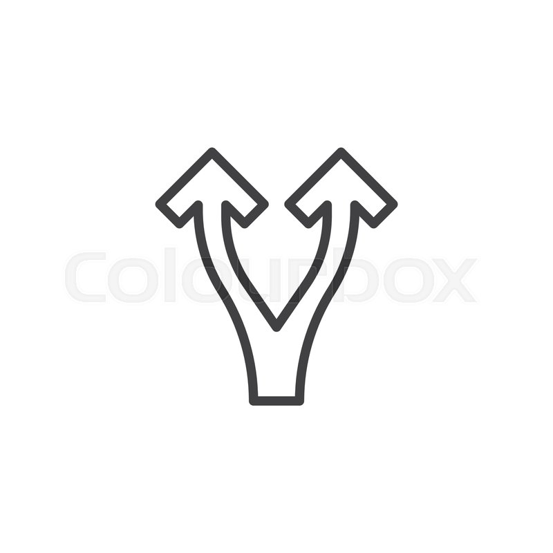 800x800 Split Arrows Up Line Icon Linear Stock Vector Colourbox