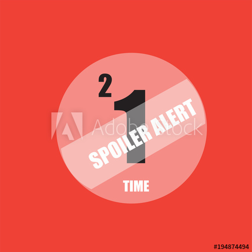 500x500 Spoiler Alert Icon, Red Rubber Stamp Over A Round Background