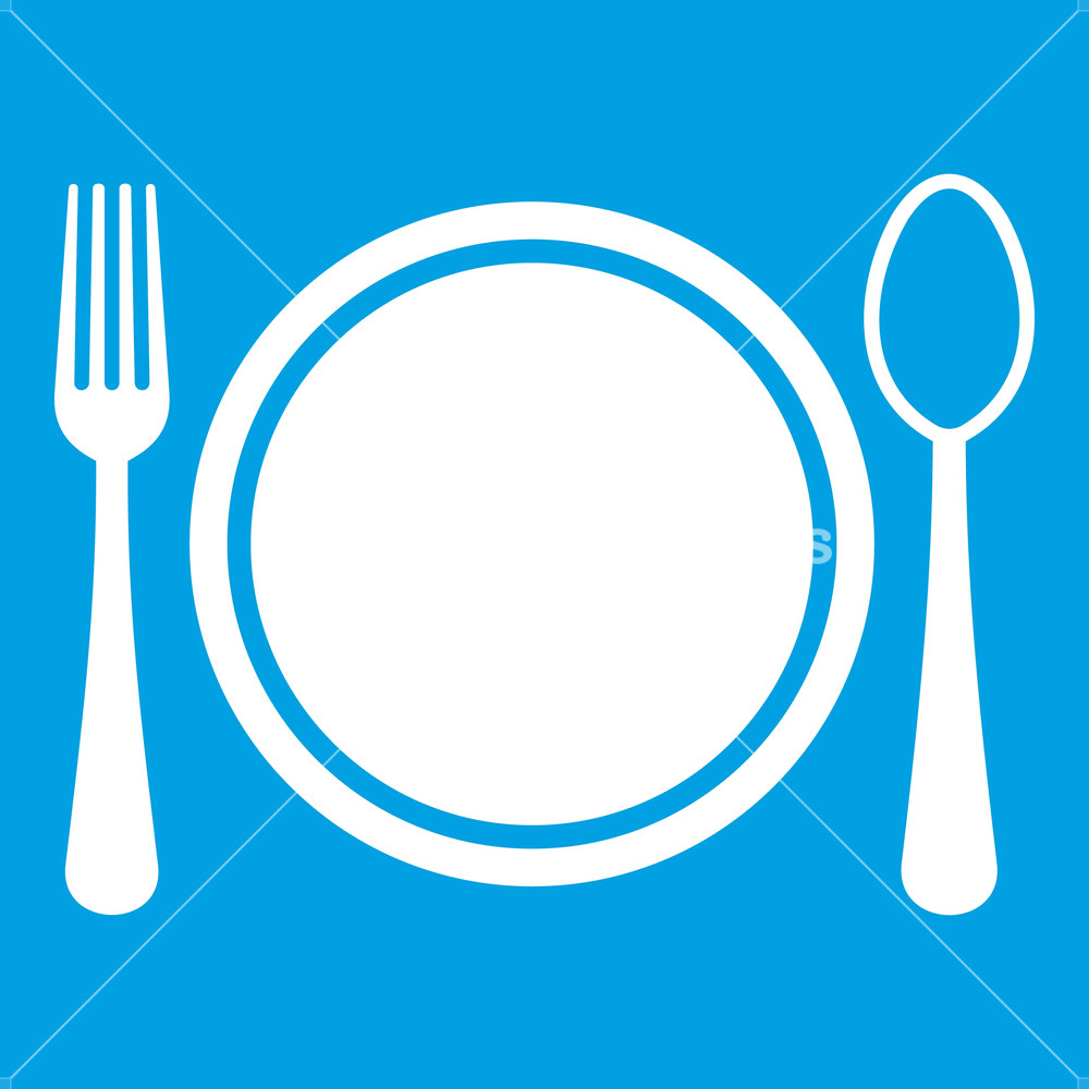 1000x1000 Place Setting With Plate,spoon And Fork Icon White Isolated