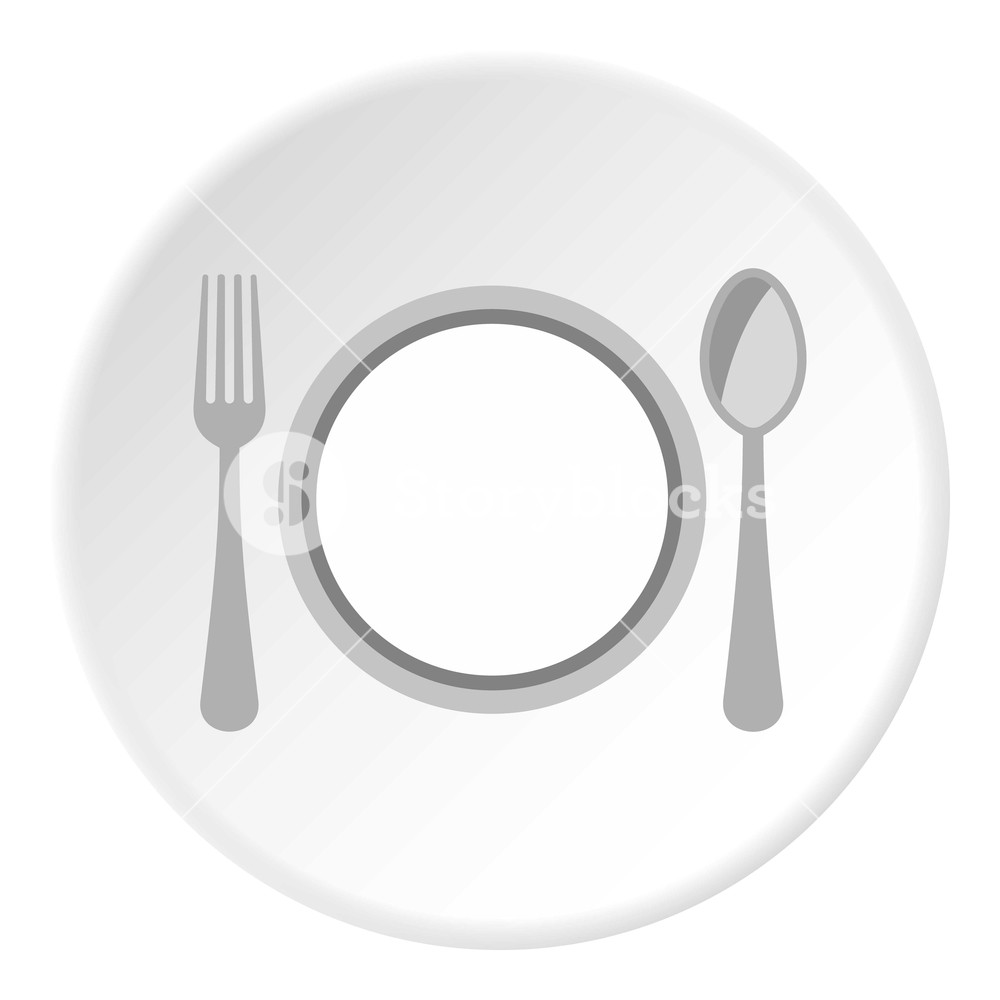 1000x1000 Plate Spoon And Fork Icon In Flat Circle Isolated Vector