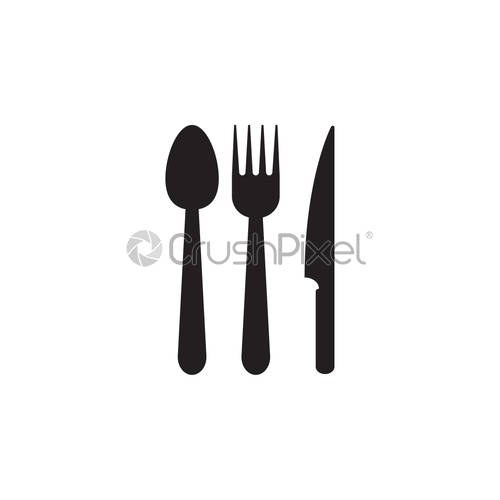 500x500 Spoon, Knife, Fork Icon Graphic Design Template Vector, Stock
