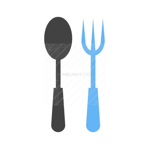 600x600 Spoon And Fork Blue Black Icon