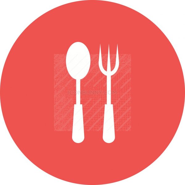 600x600 Spoon And Fork Flat Round Icon