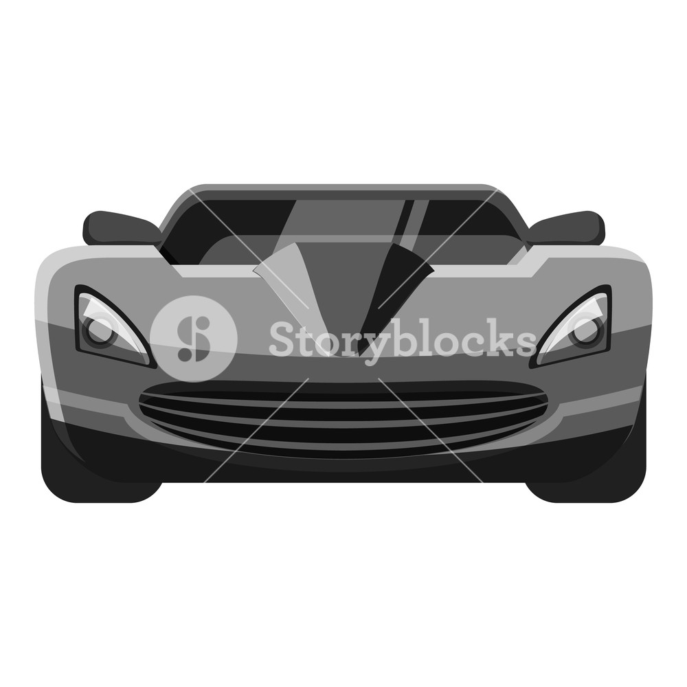 1000x1000 Sport Car Front View Icon Gray Monochrome Illustration Of Car