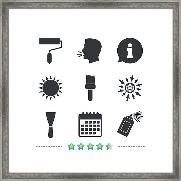 600x600 Paint Roller, Brush Icon Spray Can And Spatula Framed Print