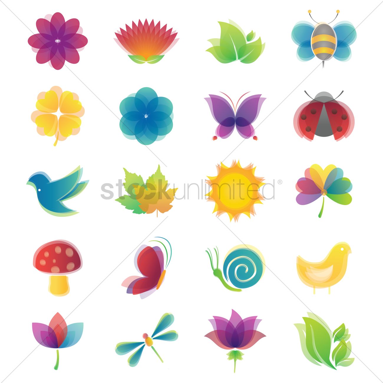 1300x1300 Spring Icon Set Vector Image
