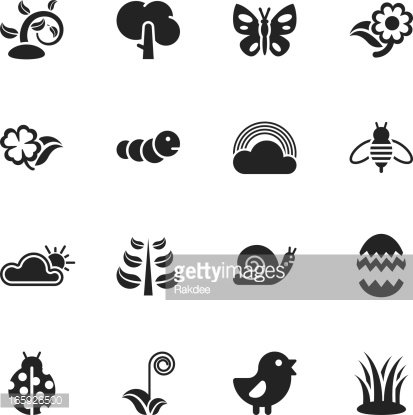 413x415 Spring Season Silhouette Icons Premium Clipart