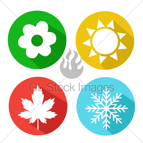 500x500 Vector Set Of Seasons Icons Winter, Spring, Summer, Autumn Gl