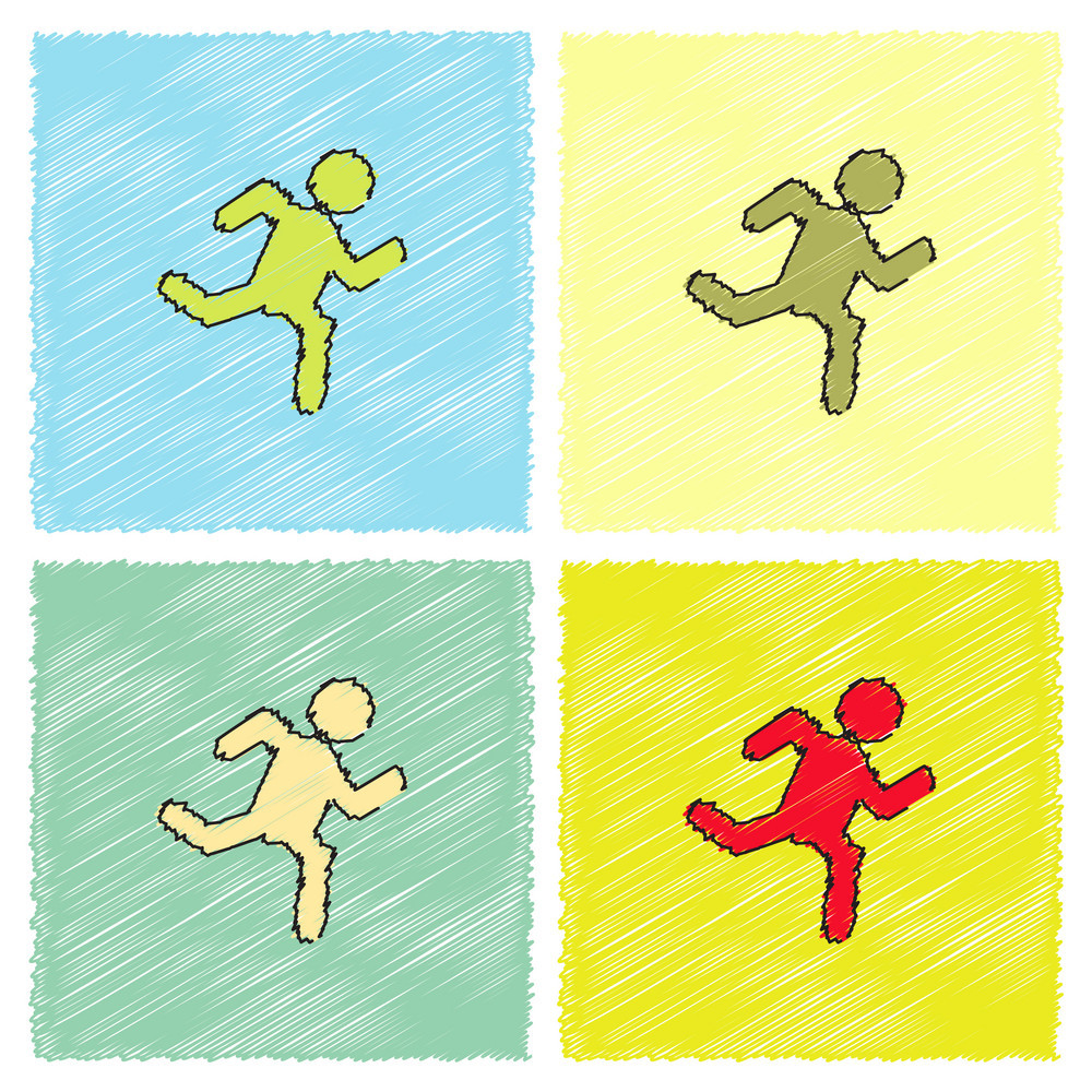 1000x1000 Sprinter Icon Man Run Silhouette In Hatching Style Vector