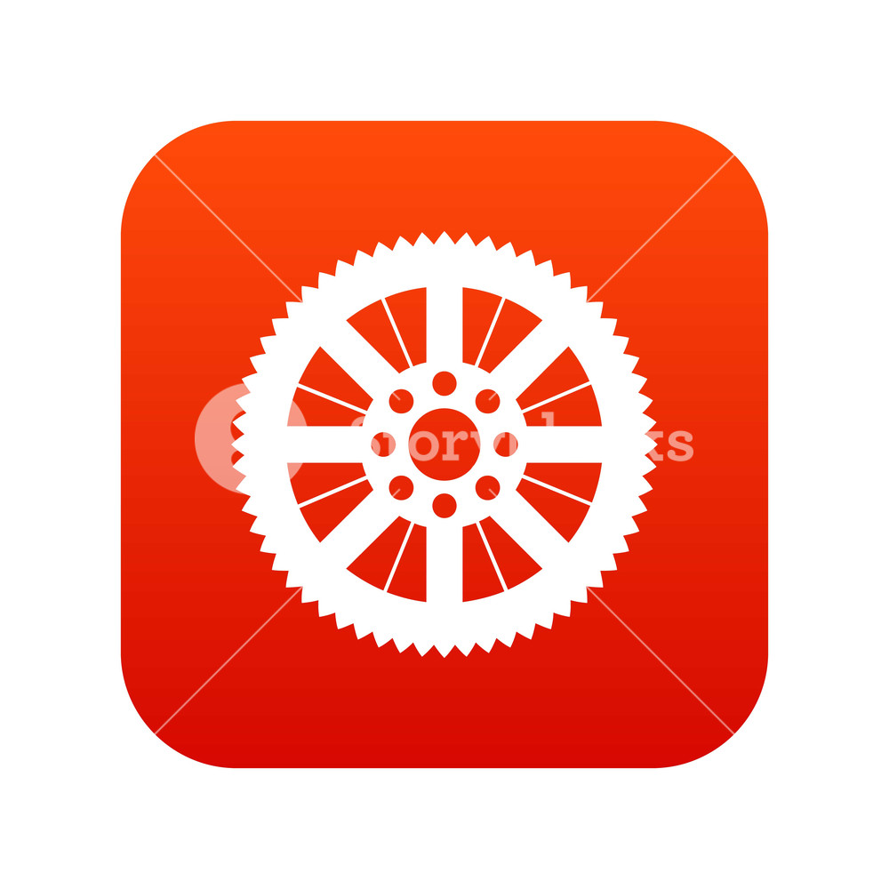 1000x1000 Sprocket From Bike Icon Digital Red For Any Design Isolated