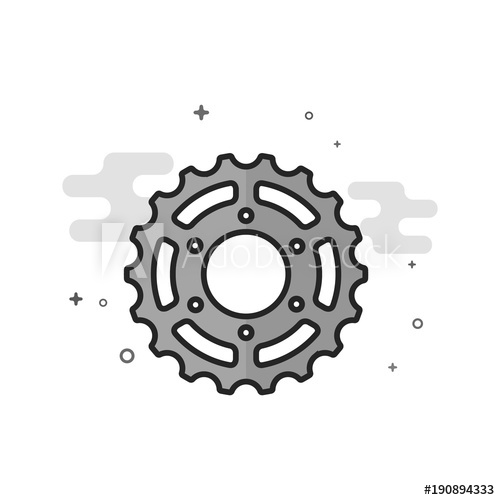 500x500 Sprocket Icon In Flat Outlined Grayscale Style Vector