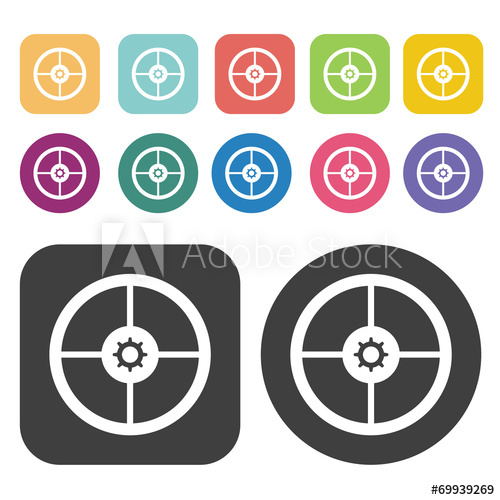 500x500 Sprocket Icon Symbol Set Gear Set Round And Rectangle Colourfu