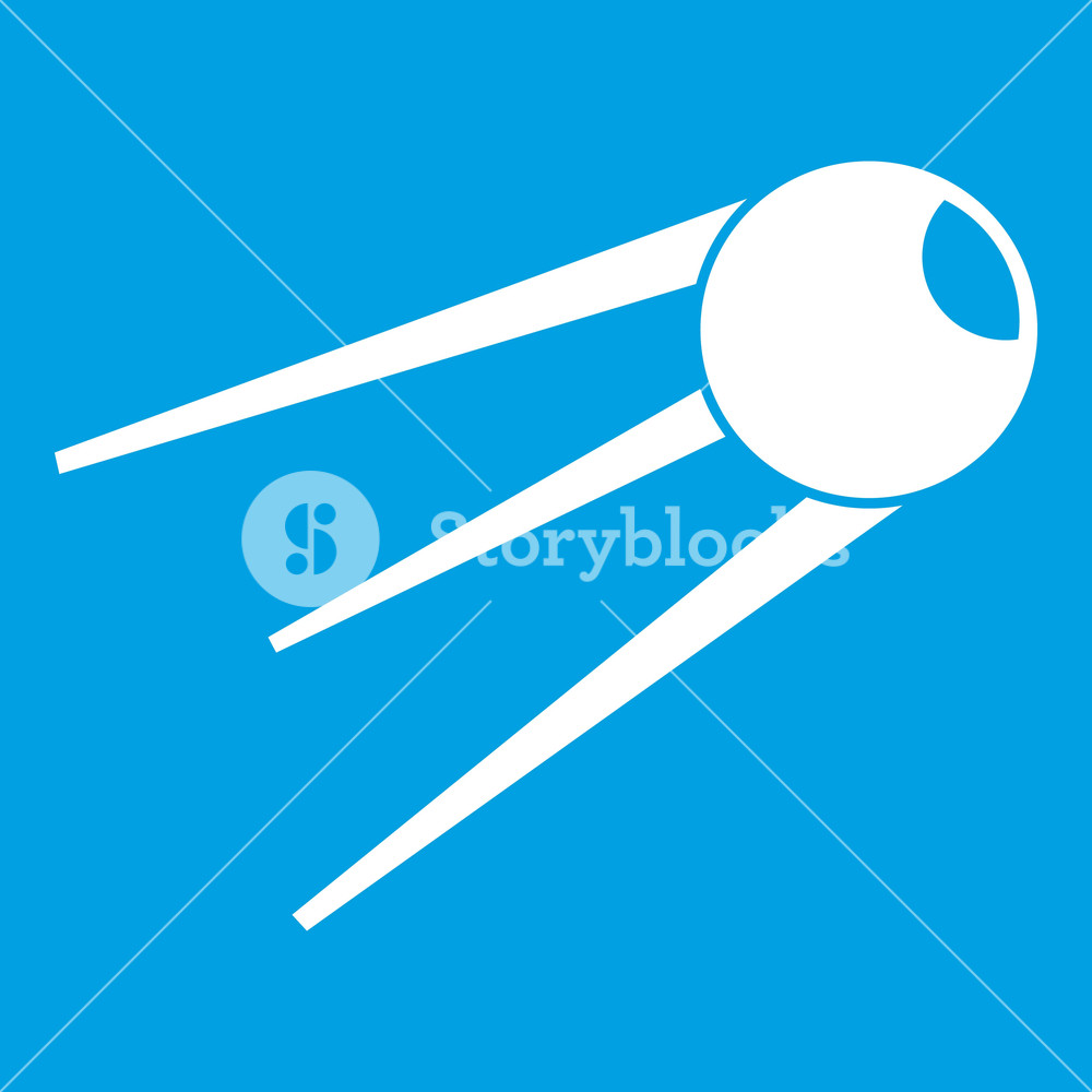 1000x1000 Sputnik Icon White Isolated On Blue Background Vector Illustration