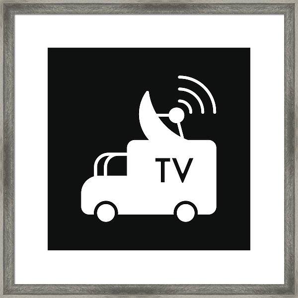 600x600 Sputnik Antenna Icon Satellite Symbol Isolated On Black Framed