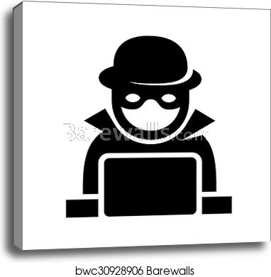 382x390 Anonymous Hacker Spy Icon Searching On Laptop Vector, Canvas