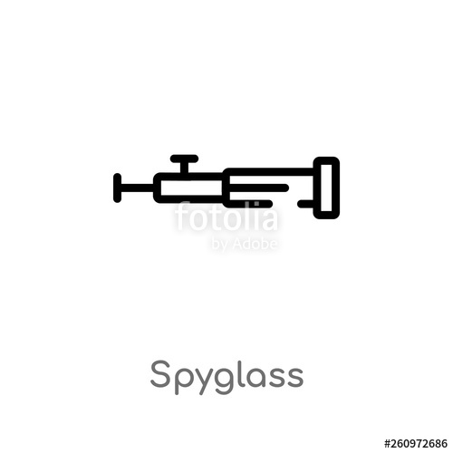 500x500 Outline Spyglass Vector Icon Isolated Black Simple Line Element