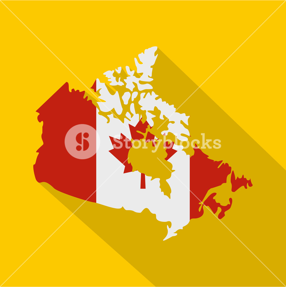 998x1000 Map Of Canada In National Flag Colors Icon Flat Illustration