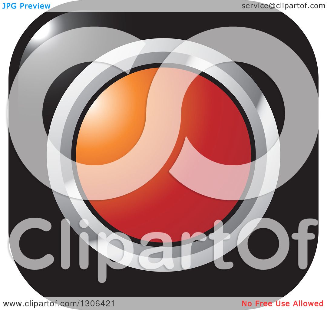1080x1024 Clipart Of A Shiny Black Square Button Icon With A Chrome And Red