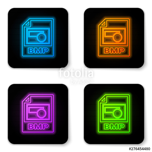 500x500 Glowing Neon Bmp Document Icon Download Bmp Button Icon