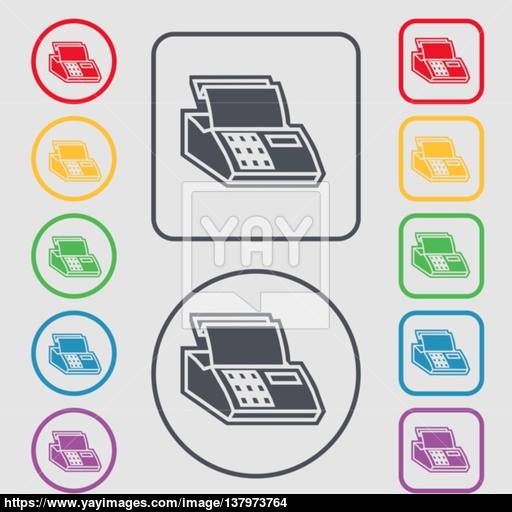 512x512 Cash Register Machine Icon Sign Symbol On The Round And Square