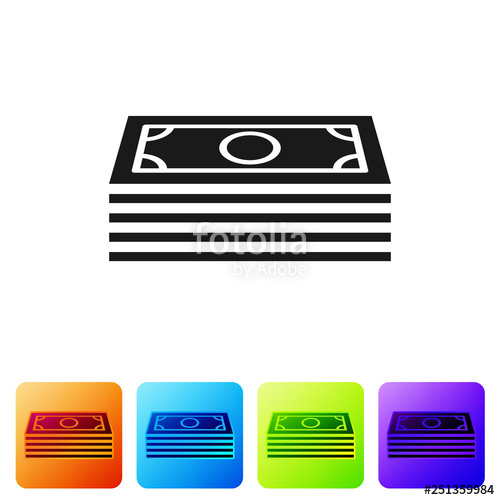 500x500 Black Stacks Paper Money Cash Icon Isolated On White Background