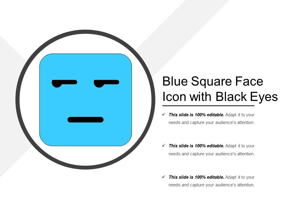 960x720 Blue Square Face Icon With Black Eyes Powerpoint Shapes