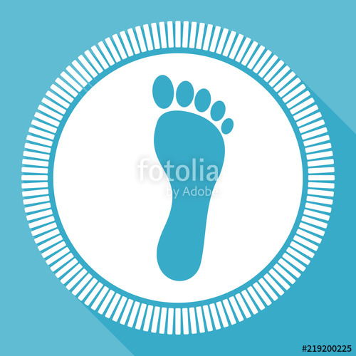 500x500 Foot Flat Vector Icon, Square Blue Web Button Stock Image