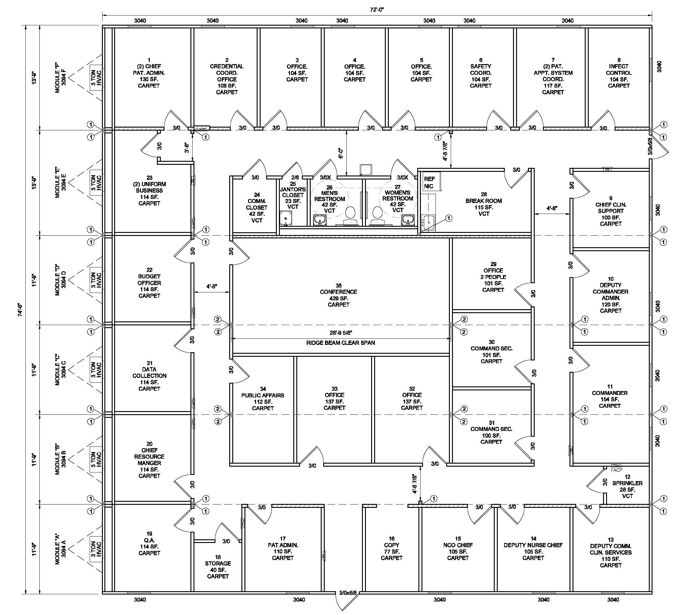 2215x2015 Modular Admin Building Ready For Purchase