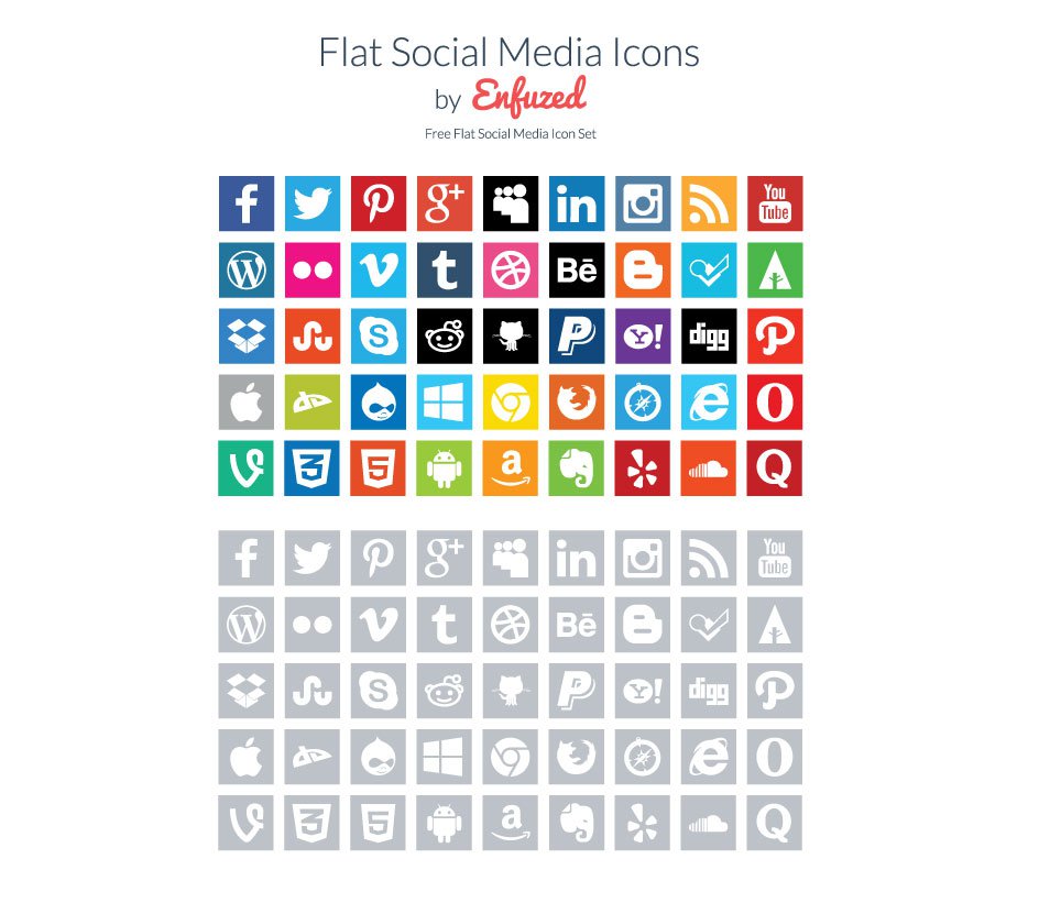 954x831 High Quality Free Social Media Icon Sets