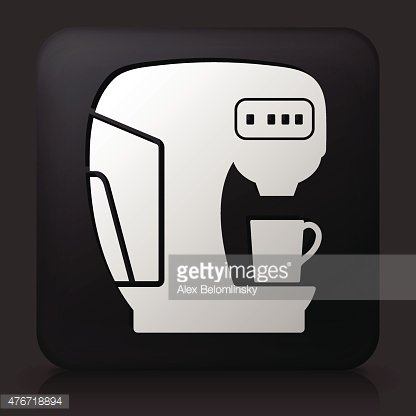 416x416 Black Square Button With Coffee Maker Icon Premium Clipart