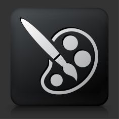 235x235 Black Square Button With Paint Brush Icon Vector Art Illustration