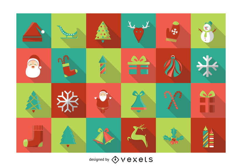 829x570 Flat Christmas Square Icon Pack